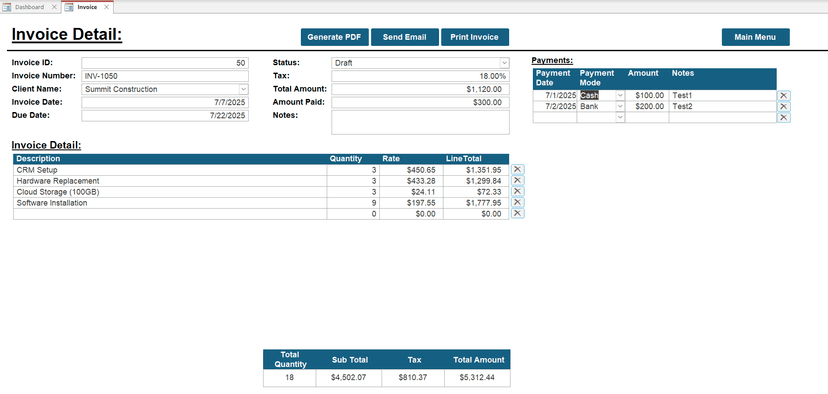 MS Access Invoice Payment Tracker