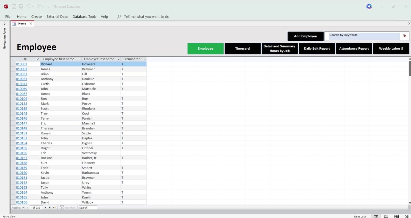 Ms Access Employee Information Management Database