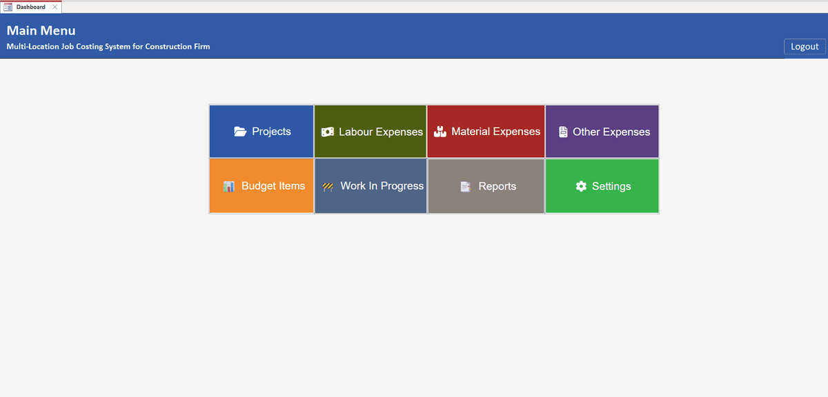 Job Costing MS Access Database